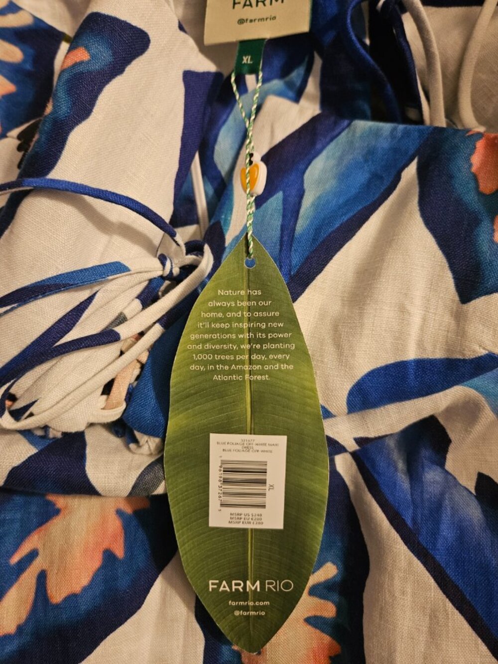 NWT Off-White Blue Foliage Maxi Dress - Picture 10 of 10